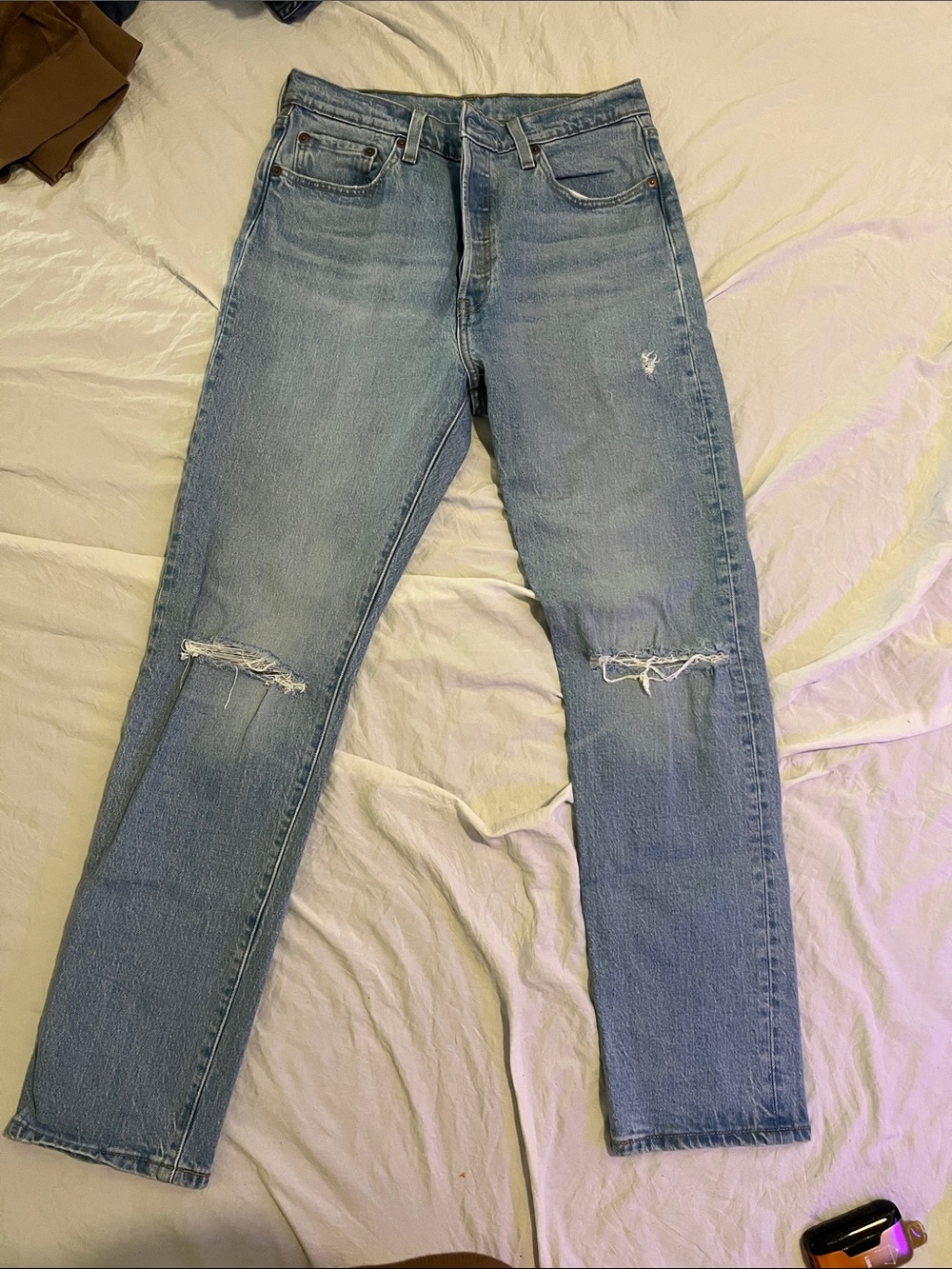 Levi's Light Blue Straight Leg Distressed Women's Jeans